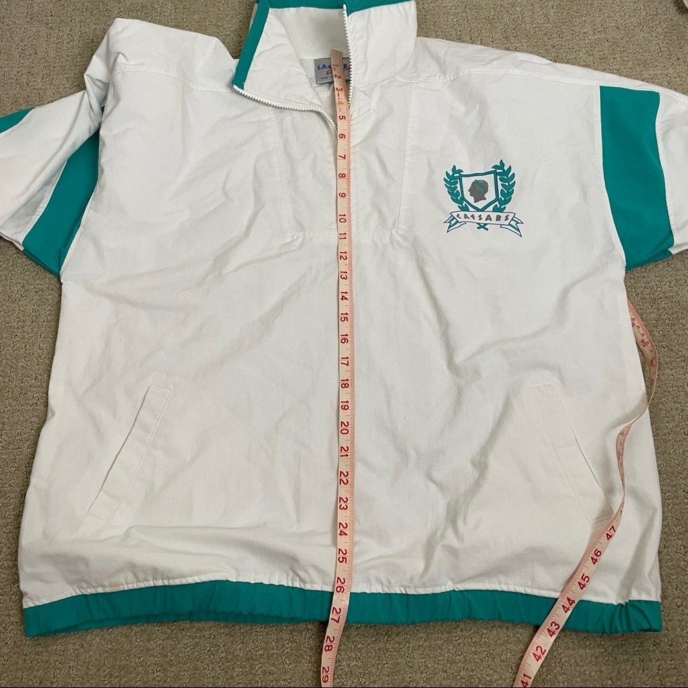 White & Teal Men's Windbreaker Pullover Jacket - Picture 11 of 11